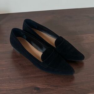 Unützer Black Suede Pointed Toe Loafers Made in Italy Women's EU 41 US 10 SlipOn